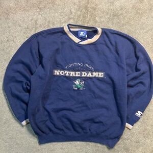 Vintage 90s Starter Notre Dame Fighting Irish Blue Crewneck Sweatshirt Size XL